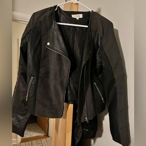 Faux leather and suede jacket